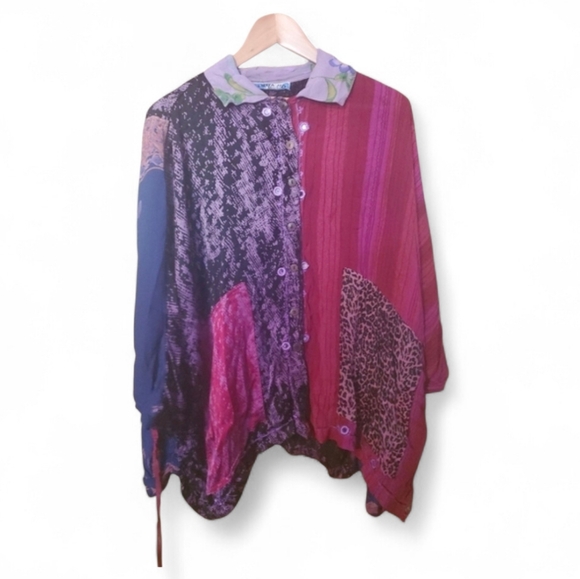 Tienda Ho Tops - TIENDA HO / ANTHROPOLOGIE Colorblock Lagenlook Boho Blouse  - One Size